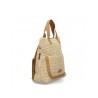 Mochila de rafia para mujer, compartimento principal de cremallera y bolsillo con botón de imán.
