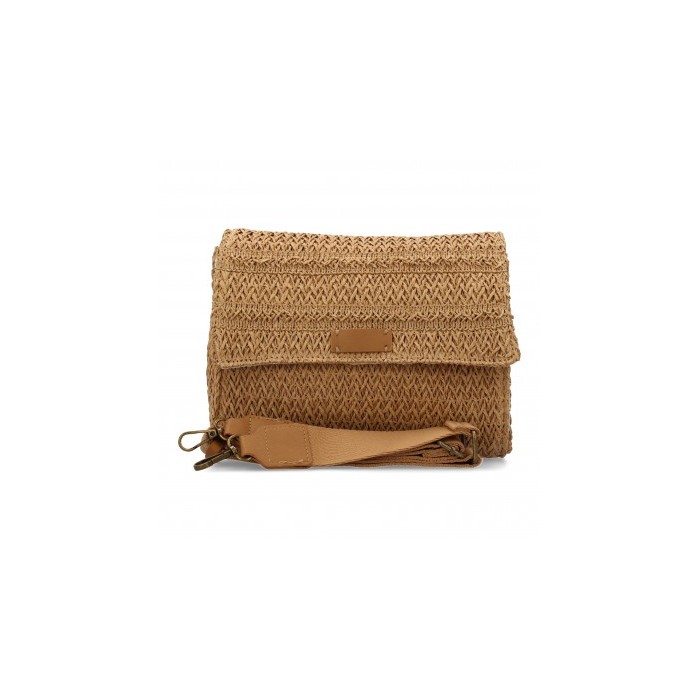 Bandolera de rafia para mujer, diseño moderno y cómodo, compartimento principal con botón de imán.