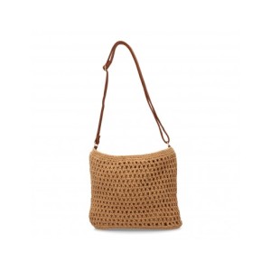 Bandolera de rafia para mujer, diseño moderno, interior con un compartimento principal