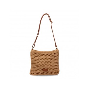 Bandolera de rafia para mujer, diseño moderno, interior con un compartimento principal