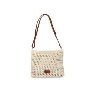 Bandolera de rafia para mujer, diseño moderno, interior con un compartimento principal