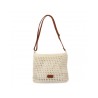 Bandolera de rafia para mujer, diseño moderno, interior con un compartimento principal