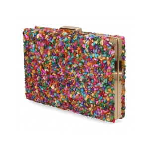 Bolso de fiesta para mujer, Diseño Moderno con piedrecitas en las dos caras.