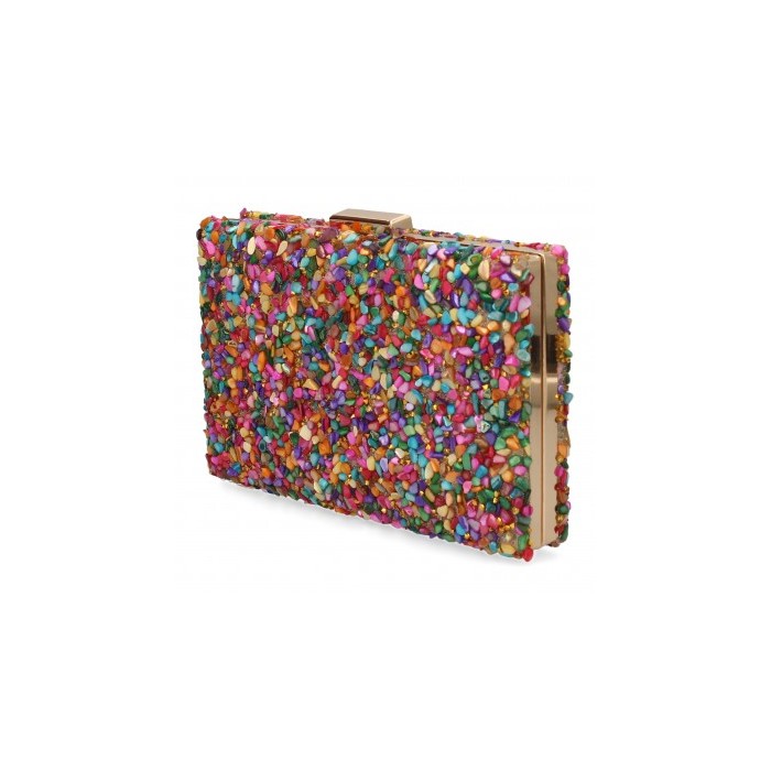 Bolso de fiesta para mujer, Diseño Moderno con piedrecitas en las dos caras.