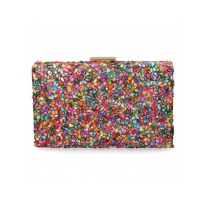 Bolso de fiesta para mujer, Diseño Moderno con piedrecitas en las dos caras.
