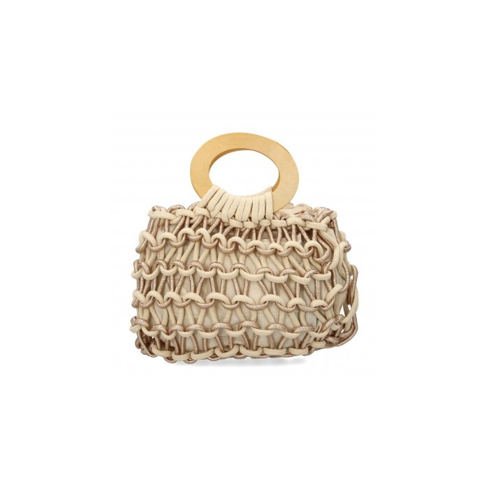 Bolso de hombro de rafia para mujer compartimento principal de cremallera