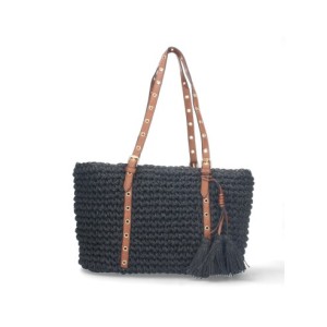 Bolso de Hombro Rafia y Cremallera