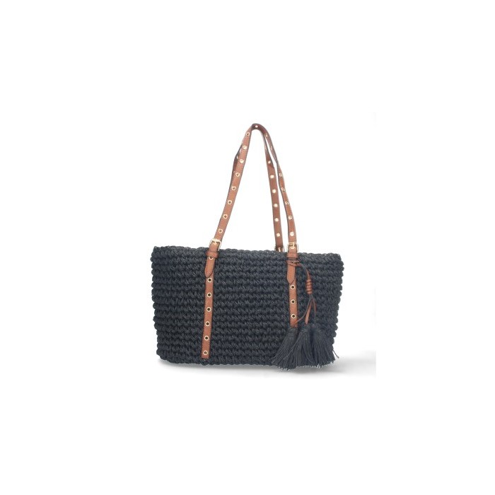 Bolso de Hombro Rafia y Cremallera