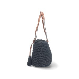 Bolso de Hombro Rafia y Cremallera