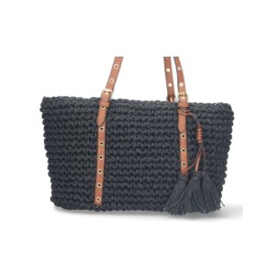 Bolso de Hombro Rafia y Cremallera