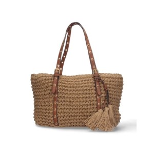 Bolso de Hombro Rafia y Cremallera