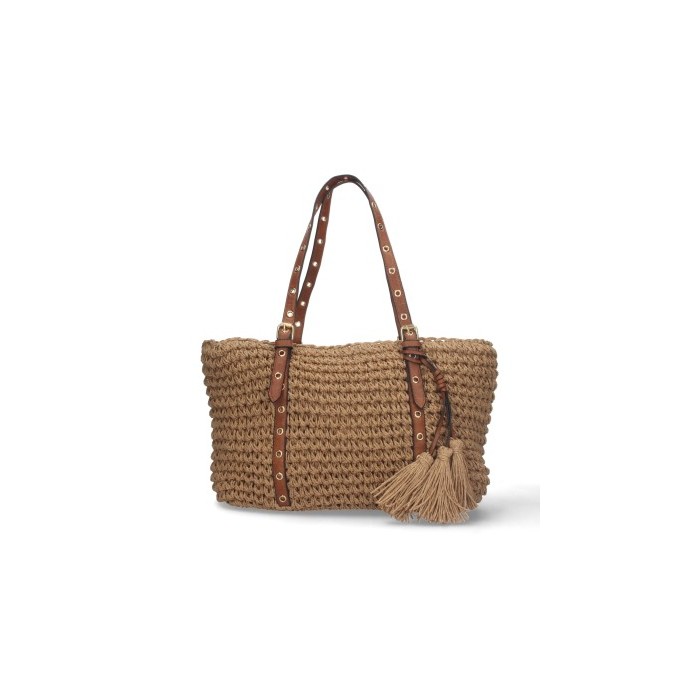 Bolso de Hombro Rafia y Cremallera