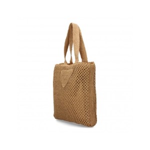 Bolso de hombro para mujer, material de rafia, diseño elegante y moderno con adorno en la parte delantera.