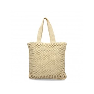 Bolso de hombro para mujer, material de rafia, diseño elegante y moderno con adorno en la parte delantera.