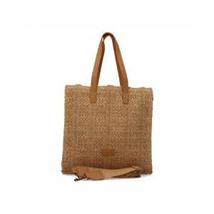 Bolso de hombro material de rafia para mujer, diseño moderno y cómodo en el interior compartimento principal de cremallera.