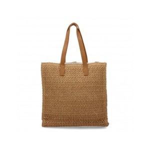 Bolso de hombro material de rafia para mujer, diseño moderno y cómodo en el interior compartimento principal de cremallera.