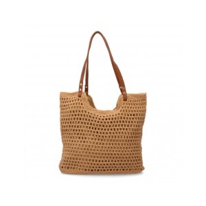 Bolso de hombro para mujer de rafia, diseño moderno con adorno, cómodo.