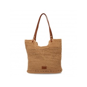 Bolso de hombro para mujer de rafia, diseño moderno con adorno, cómodo.