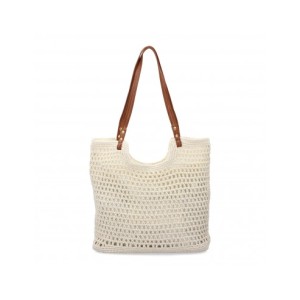 Bolso de hombro para mujer de rafia, diseño moderno con adorno, cómodo.