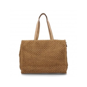 Bolso de hombro para mujer de rafia, diseño moderno con adornos, cómodo, en el interior compartimento principal de cremallera.