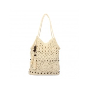 Bolso de hombro de rafia para mujer, diseño moderno con flecos, interior con un compartimento principal