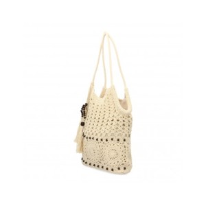 Bolso de hombro de rafia para mujer, diseño moderno con flecos, interior con un compartimento principal