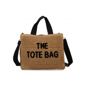 Bolso de hombro de rafia para mujer, diseño moderno, interior amplio con un compartimento principal