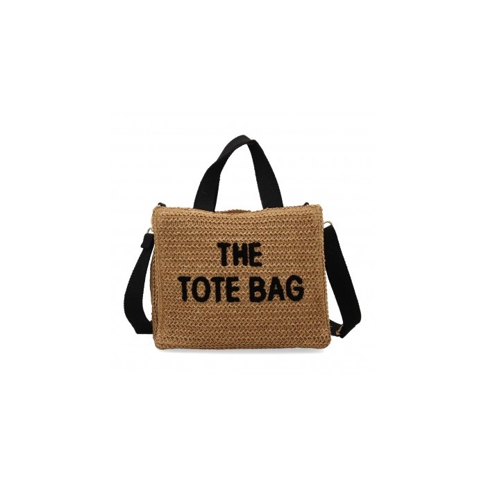 Bolso de hombro de rafia para mujer, diseño moderno, interior amplio con un compartimento principal