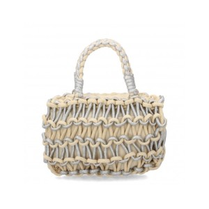 Bolso de hombro de rafia para mujer compartimento principal de cremallera