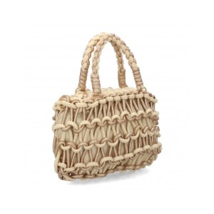 Bolso de hombro de rafia para mujer compartimento principal de cremallera